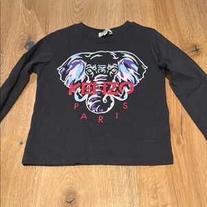 Kenzo Black Long Sleeve Tee with Iconic Design